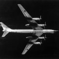 Original Caption: Jim Lucas, a correspondent for the Scripps-Howard Newspapers, reported today U.S. Air Force fighters intercepted five Russian bombers over Greenland earlier this week and forced them to turn back. The Pentagon said it has no comment. The bombers, identified as , subsonic 4-engine planes like the one shown here, were turned back only after they had penetrated a few miles from the Newfoundland coastline.